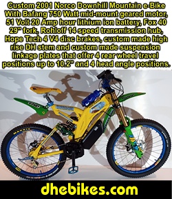 Click on the image for a larger right side photo of this custom electric pedal assist downhill mountain bike